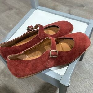 New Korkease Mary Jane Flats Orange Suede Woman’s Size 8.5